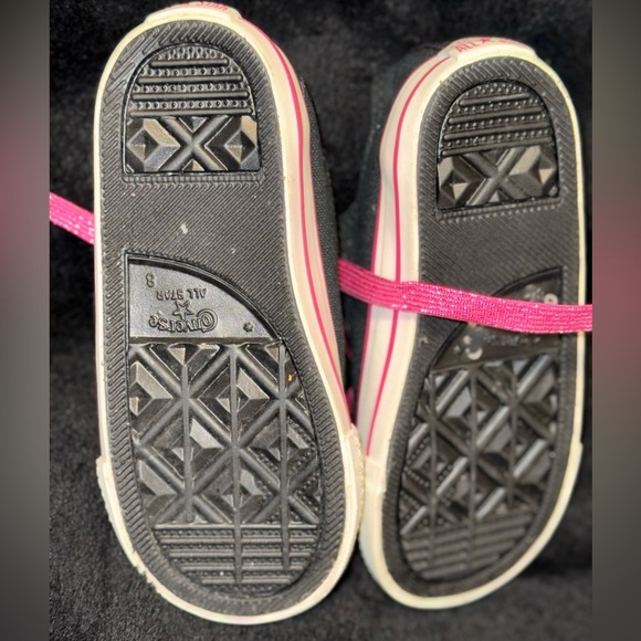 Converse All Star Infant Low-Top 8 Double Tongue Canvas Shoes Black/Pink 722353F - Picture 9 of 9